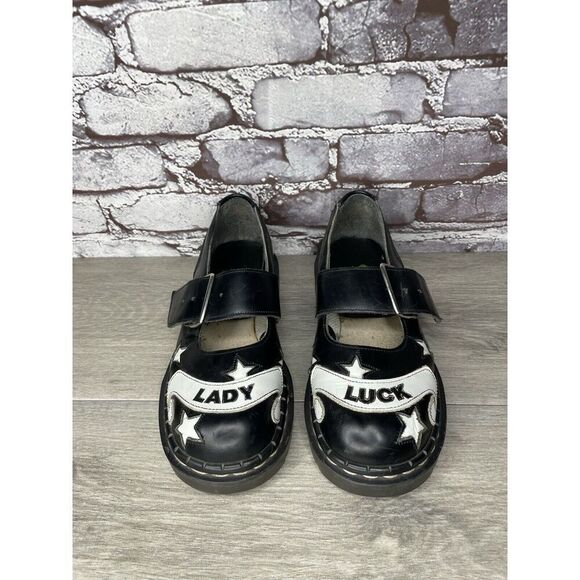 VTG TUK LADY LUCK Black Leather MaryJane Strap England Shoes Women 36EU/5.5M US - Picture 2 of 16